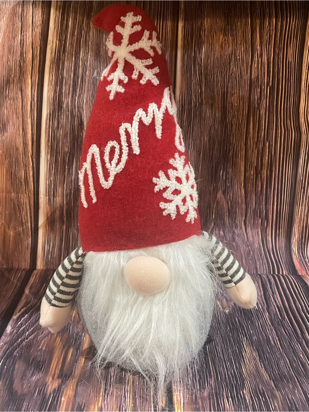 Holiday Time Bean Bag Plush Christmas Gnome Holiday Decor 15" New Red & Grey